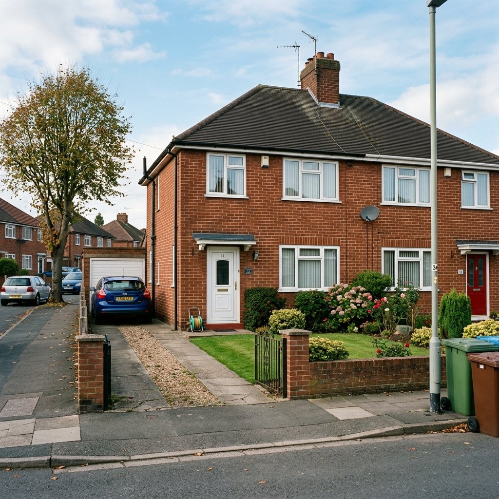 Typical UK Red-Brick Semi-Detached Family House